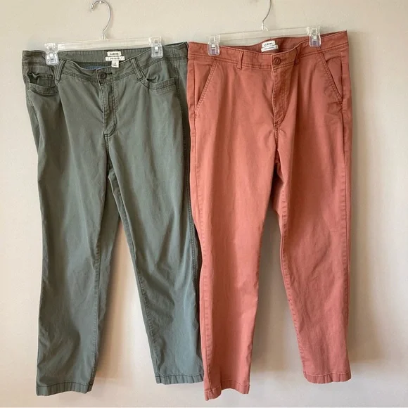 2 Pairs LL Bean Stretch Canvas Pants 14 - Picture 1 of 12